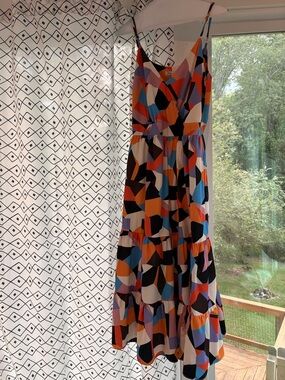 Joy joy colorful tiered sleeveless dress m